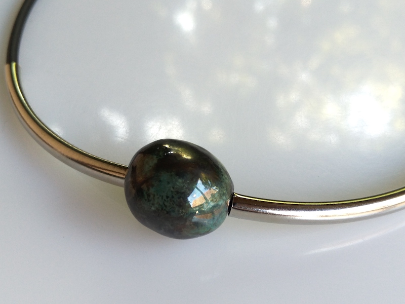 Keramik Kette - Kugel grün metallic Keramik Kette - Kugel grün metallic