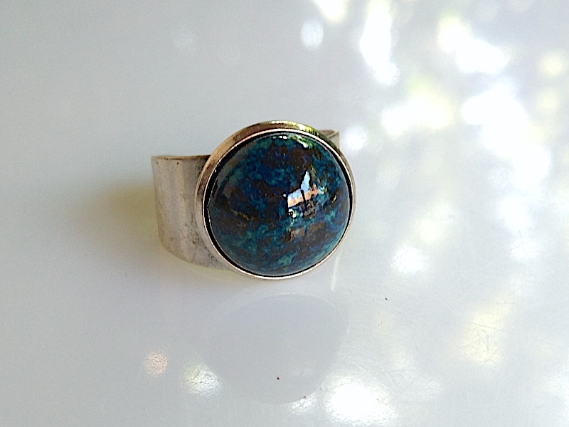 Keramik Ring - blau gefasst