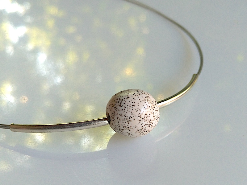 Keramik Kette - kleine Kugel weiß Collier