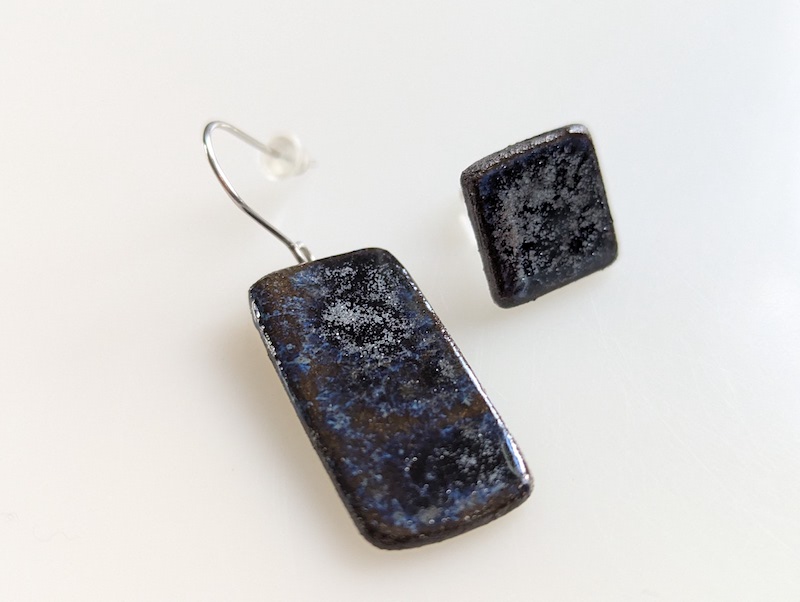 Set Keramik blau silber eckig