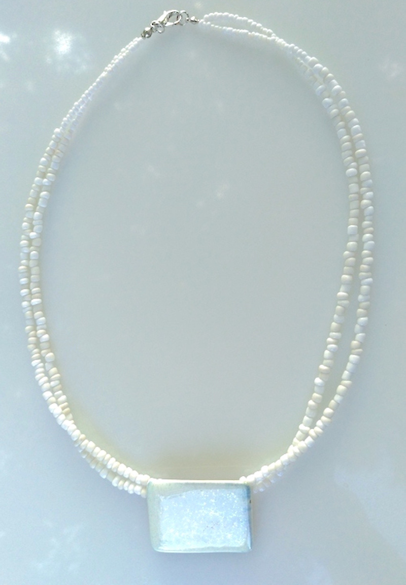 Keramik Kette - Perlmutt mit Perlen