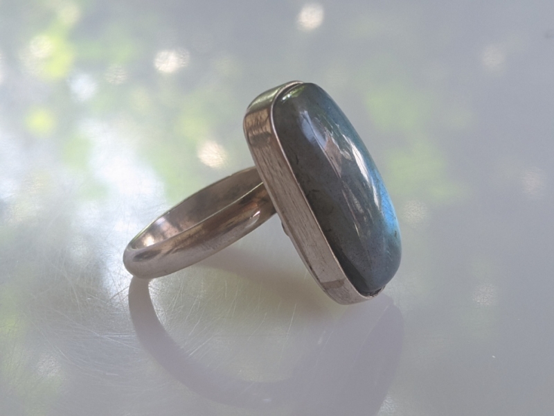 925er Silber Ring - Labradorit blue shine