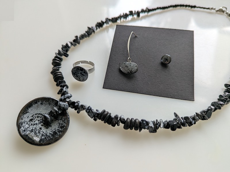 Set Keramik blausilber fein gefasst