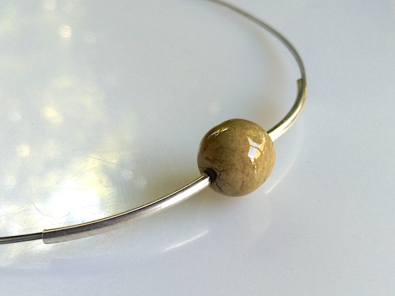 Keramik Kette - Kugel beige Collier Keramik Kette - Kugel beige Collier