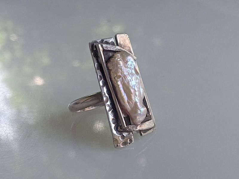 925er Silber Ring - Süßwasserperle