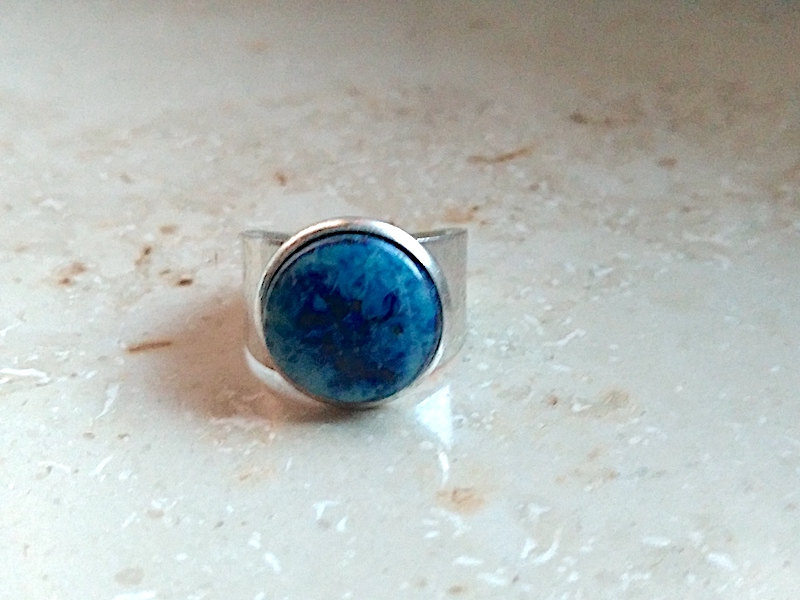 Keramik Ring - blau gefasst Kopie