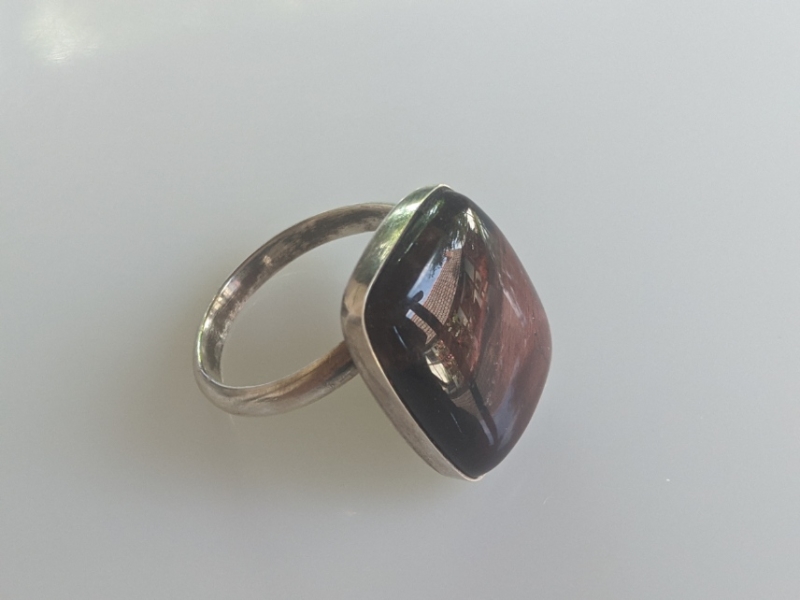 925er Silber Ring- Rotes Tigerauge