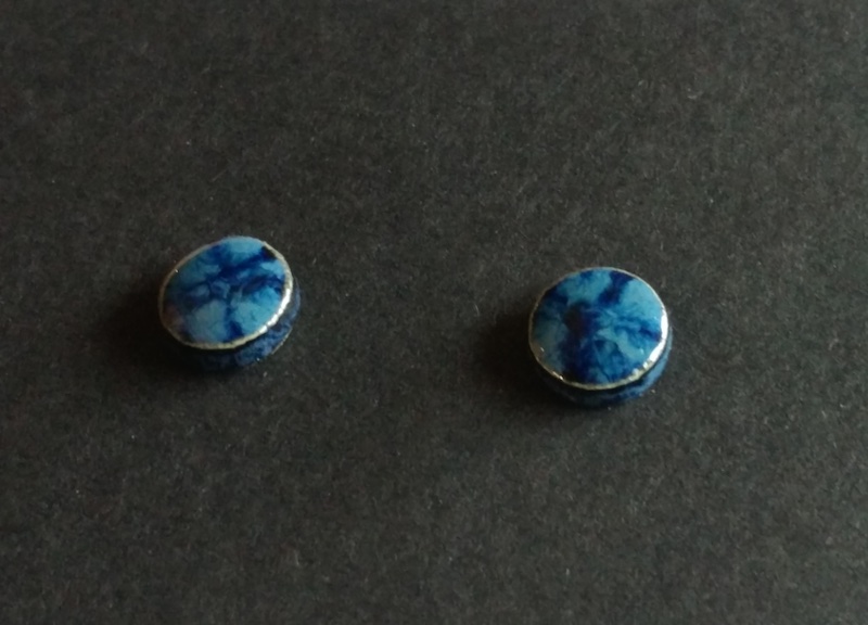 runde blaue Keramikohrstecker 8 mm