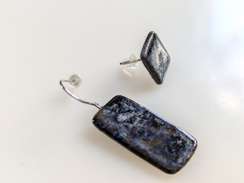 Set Keramik blau silber eckig