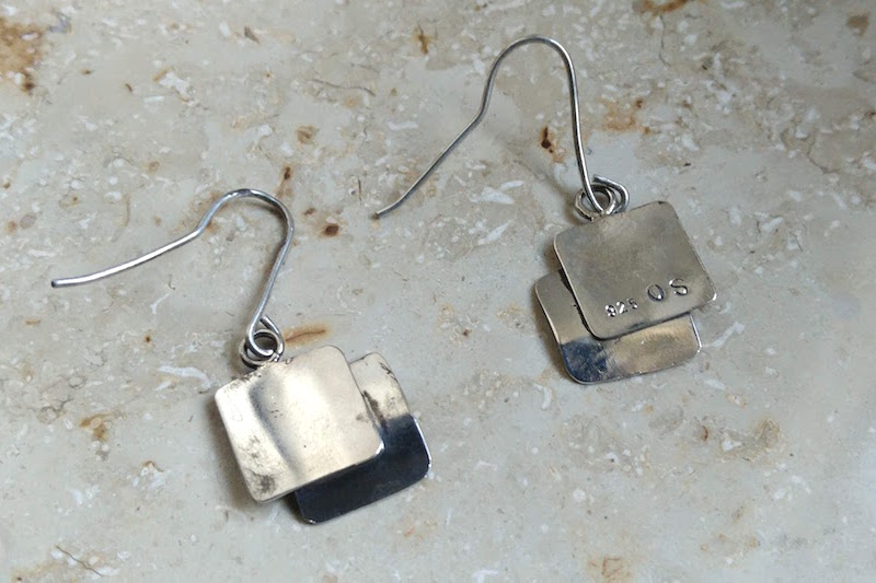 925er Silber Ohrhänger  "Quadrat"  