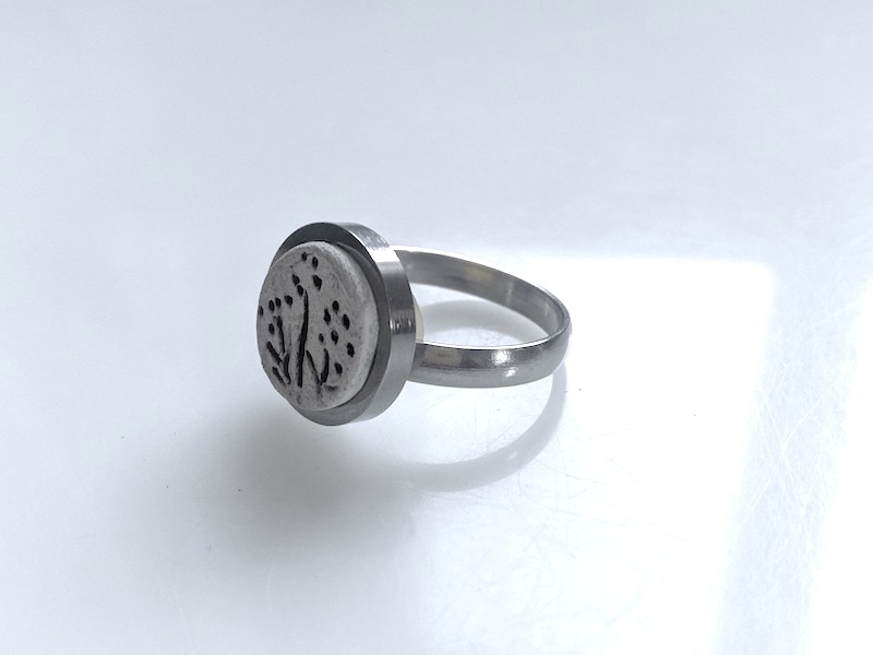 Keramik Ring - Natur rund klein Keramik Ring - Natur rund klein