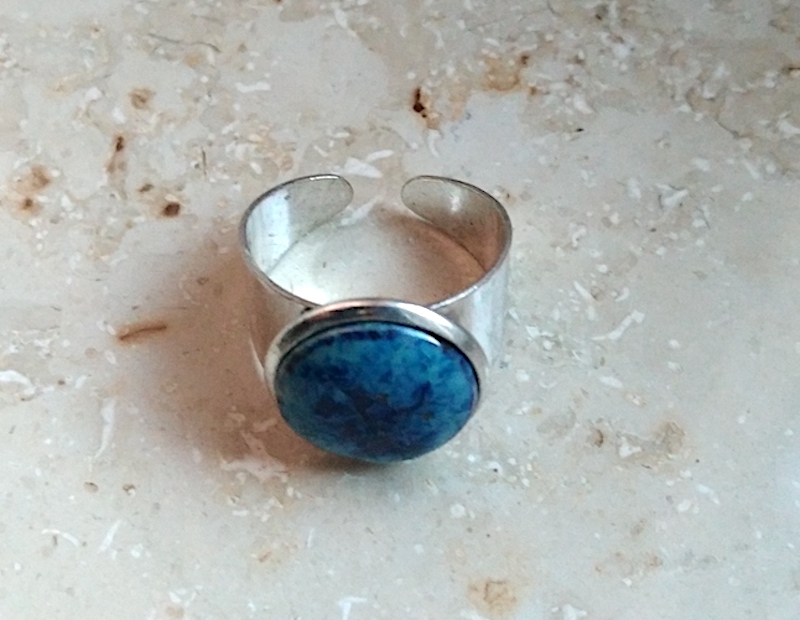 Keramik Ring - blau gefasst Kopie