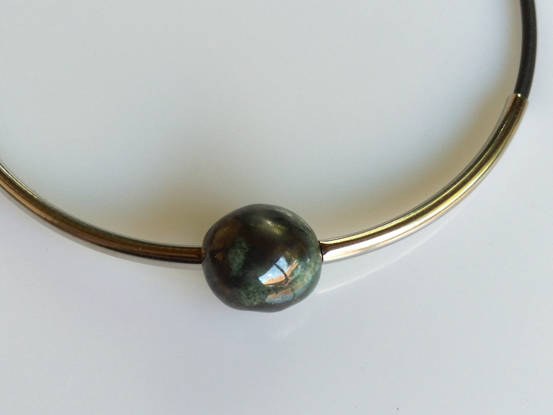 Keramik Kette - Kugel grün metallic Keramik Kette - Kugel grün metallic