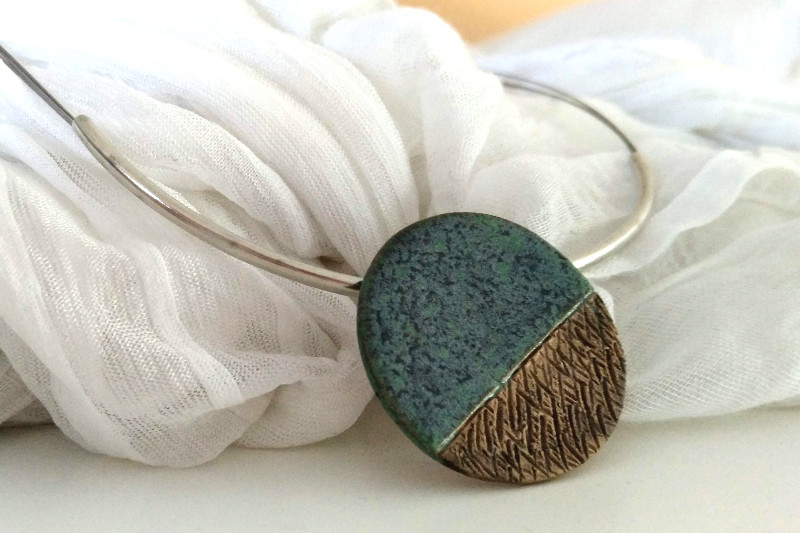 Unikatschmuck - Collier grün türkis blau Struktur