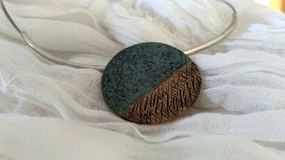 Unikatschmuck - Collier grün türkis blau Struktur