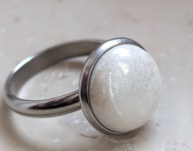 Keramik Ring - weiss Perlmutt schmal Keramik Ring - weiss Perlmutt schmal