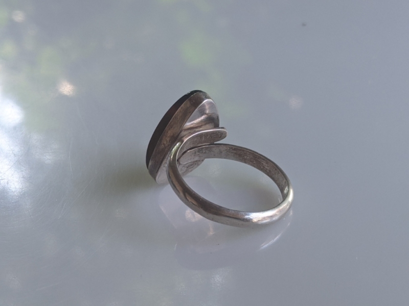 925er Silber Ring mit cognacfarbenem Bernstein- Besatz 