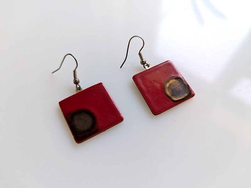 Set Keramik rot mit Silberspiegel