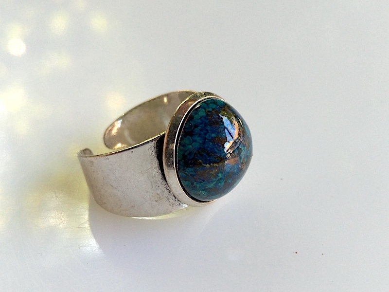Keramik Ring - blau gefasst