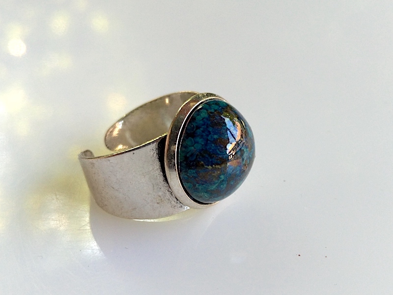 Keramik Ring - blau gefasst Keramik Ring - blau gefasst