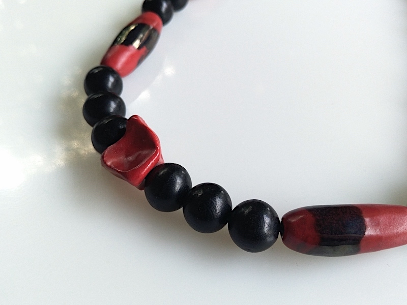 Keramik Collier - rot schwarzes Collier