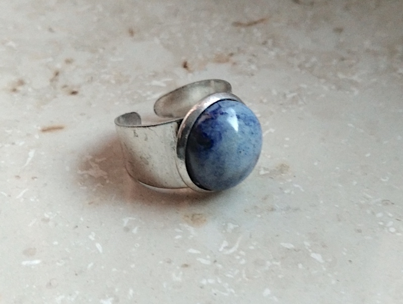 Keramik Ring - Jeans gefasst 