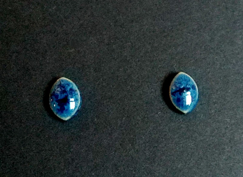 Keramikohrstecker blau oval